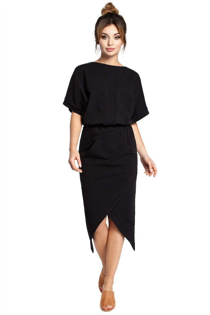 Sukienka midi - Asymetryczna - czarna